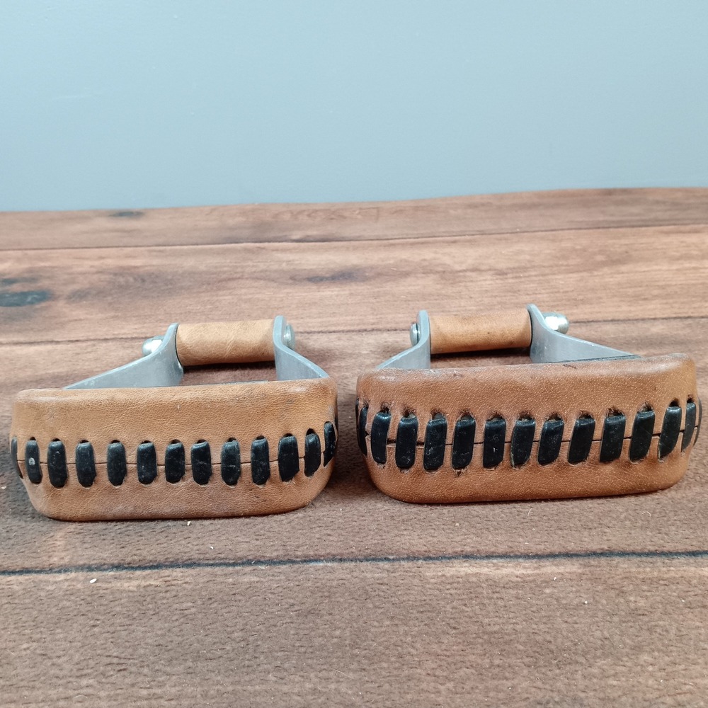 Ranch Cowboy Western Stirrups Leather Trim Embellished Rhinestone Pair - Picture 3 of 7